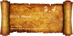 Hirt Anna névjegykártya